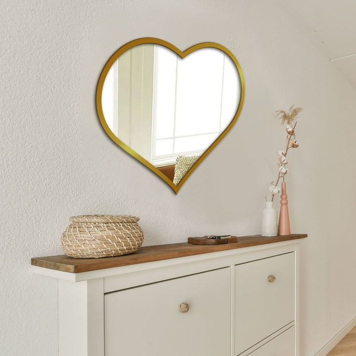 Faye Beautiful Atractive Heart Shape Mirror with Golden Finish Frame Wall Mirror