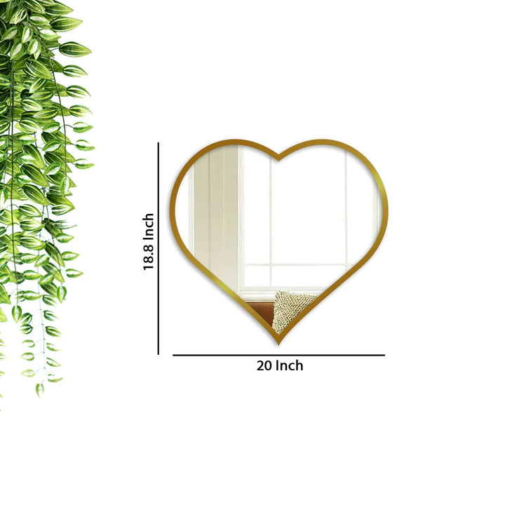 Faye Beautiful Atractive Heart Shape Mirror with Golden Finish Frame Wall Mirror