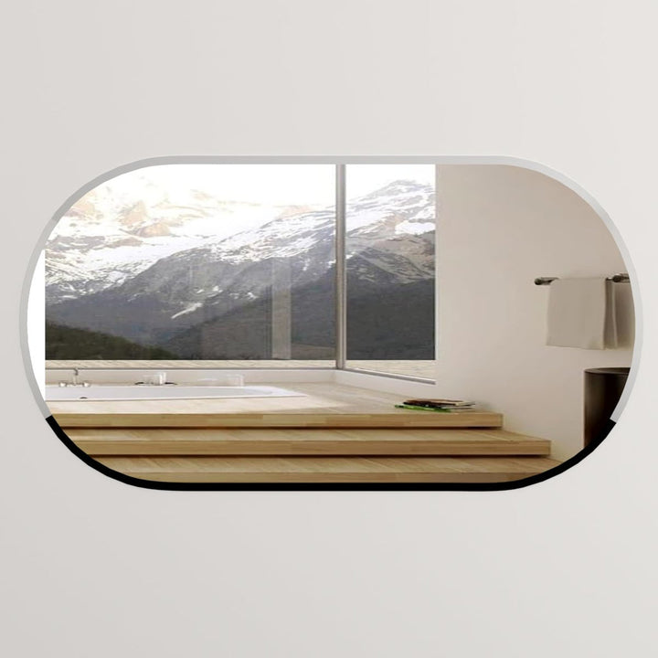 Gigi Scandinavian Frameless Beveled Capsule shaped Bathroom Mirror Wall Mirror