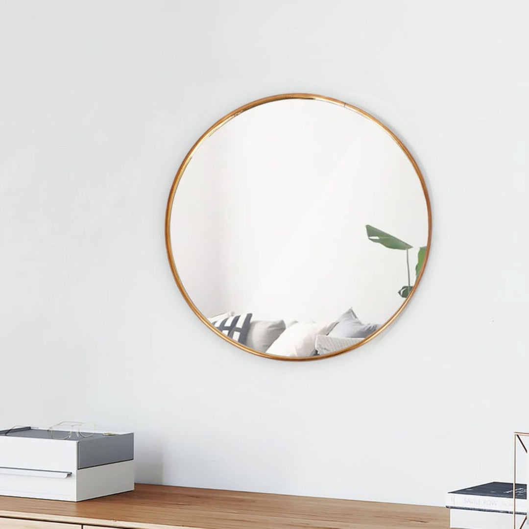 Fawn Modern Golden Abstract Round Shaped Wall Mirror Wall Mirror