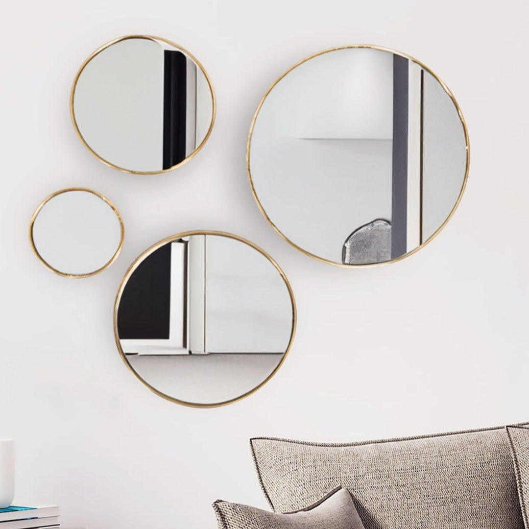 Fawn Modern Golden Abstract Round Shaped Wall Mirror Wall Mirror