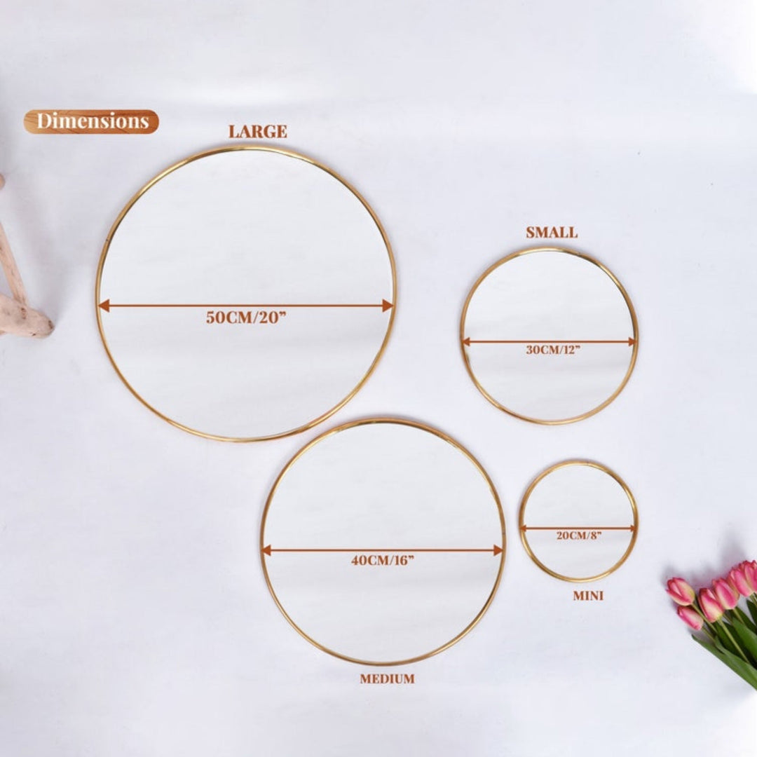 Fawn Modern Golden Abstract Round Shaped Wall Mirror Wall Mirror