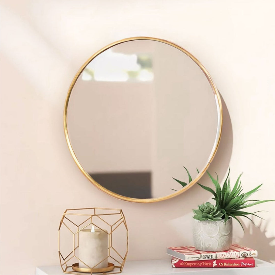 Fawn Modern Golden Abstract Round Shaped Wall Mirror Wall Mirror