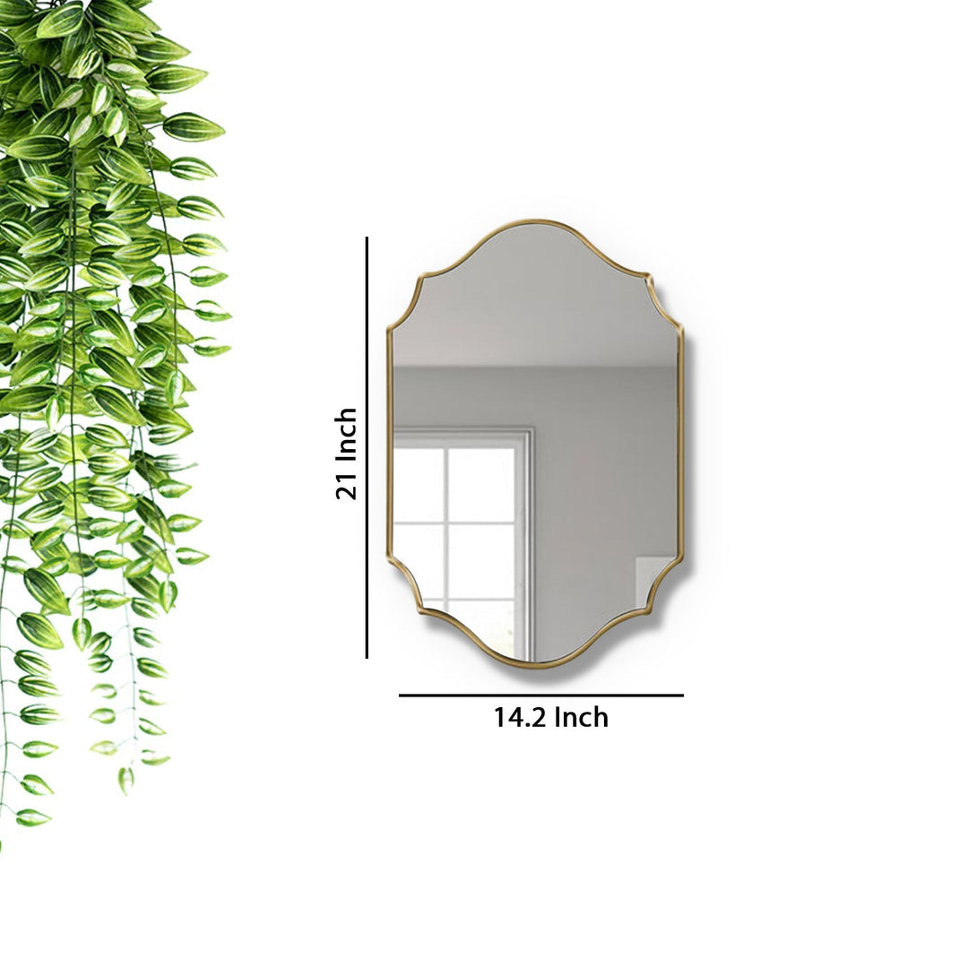 Riri Elegant Irregular Quatrefoil Bathroom Decor Mirror with Golden Wooden Finish Wall Mirror