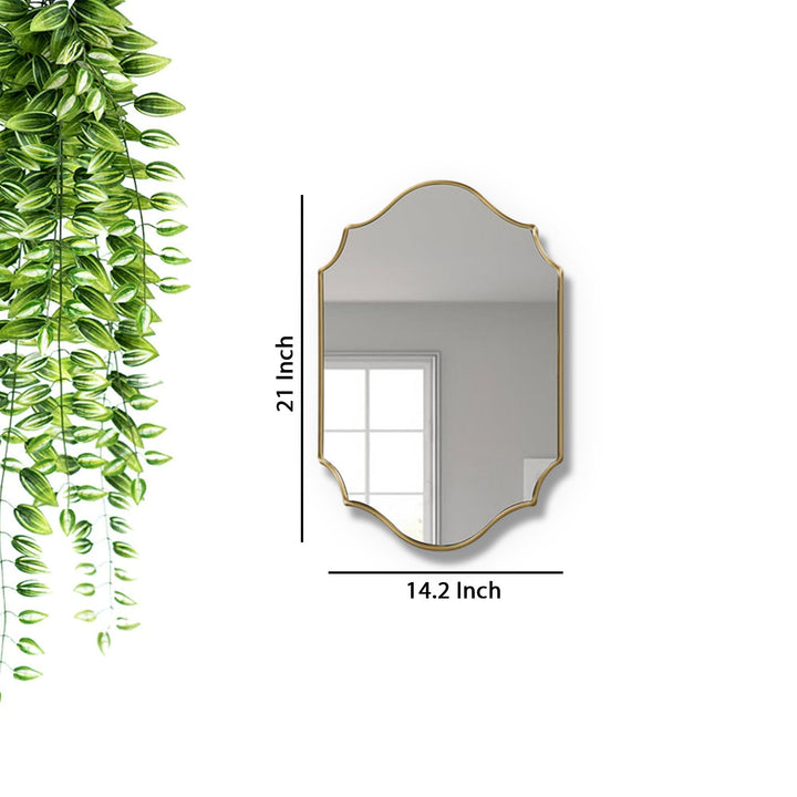 Riri Elegant Irregular Quatrefoil Bathroom Decor Mirror with Golden Wooden Finish Wall Mirror