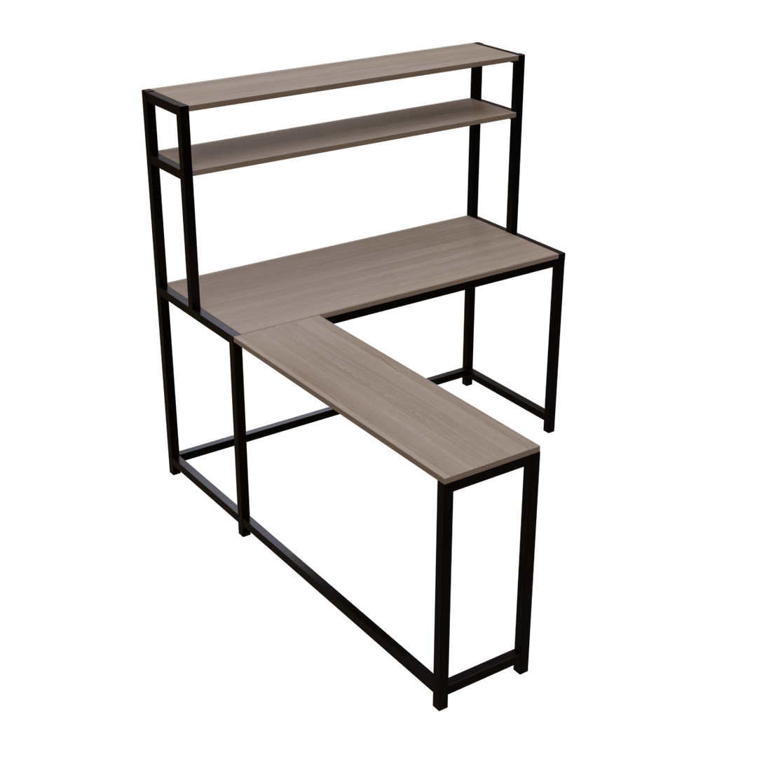 Hutch Corner Desk With Open Storage Design