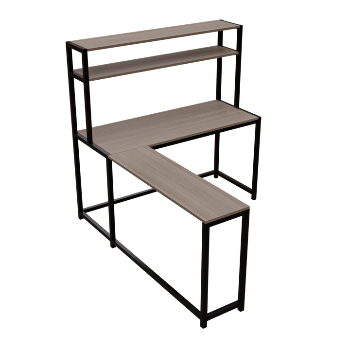 Hutch Corner Desk With Open Storage Design