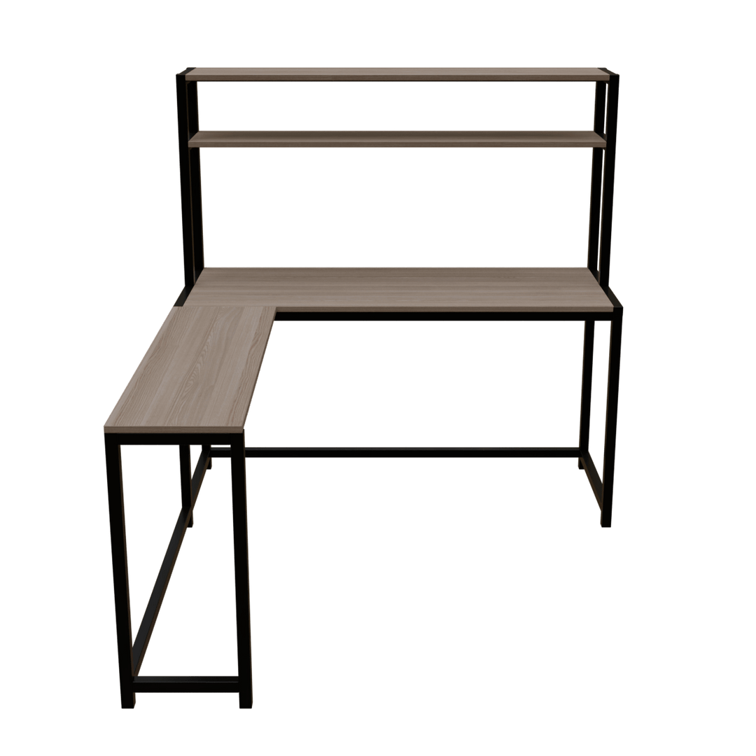 Hutch Corner Desk With Open Storage Design