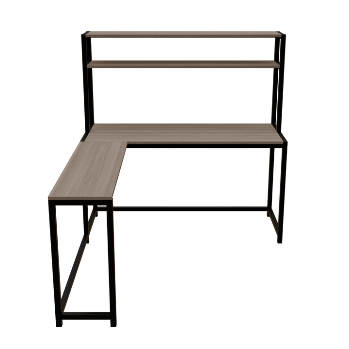 Hutch Corner Desk With Open Storage Design