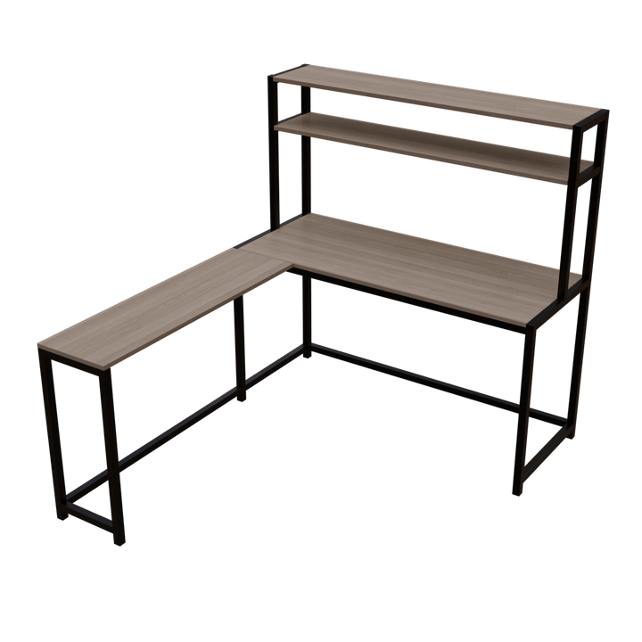 Hutch Corner Desk With Open Storage Design