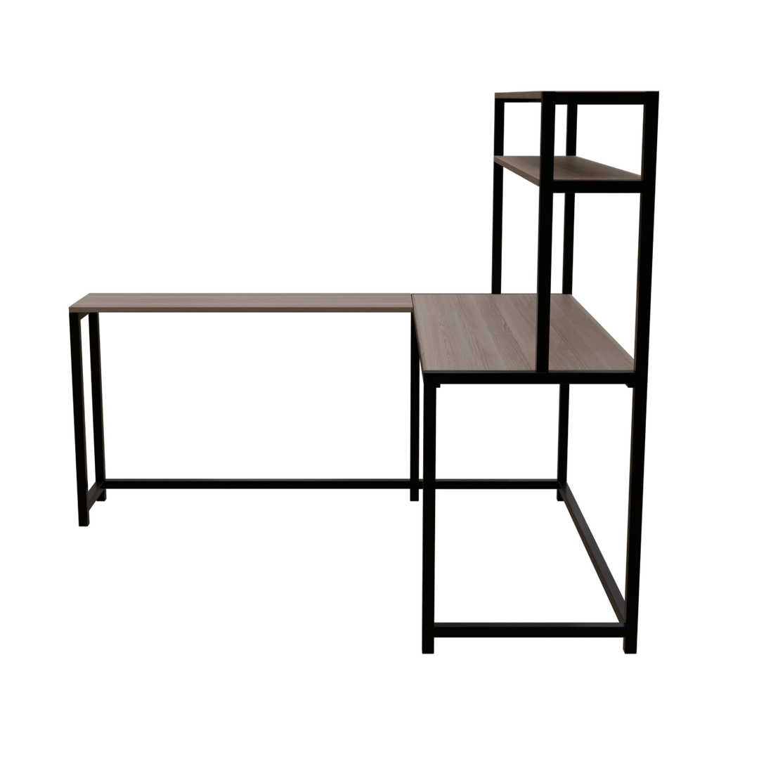 Hutch Corner Desk With Open Storage Design