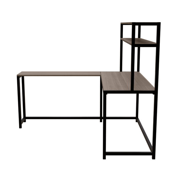 Hutch Corner Desk With Open Storage Design