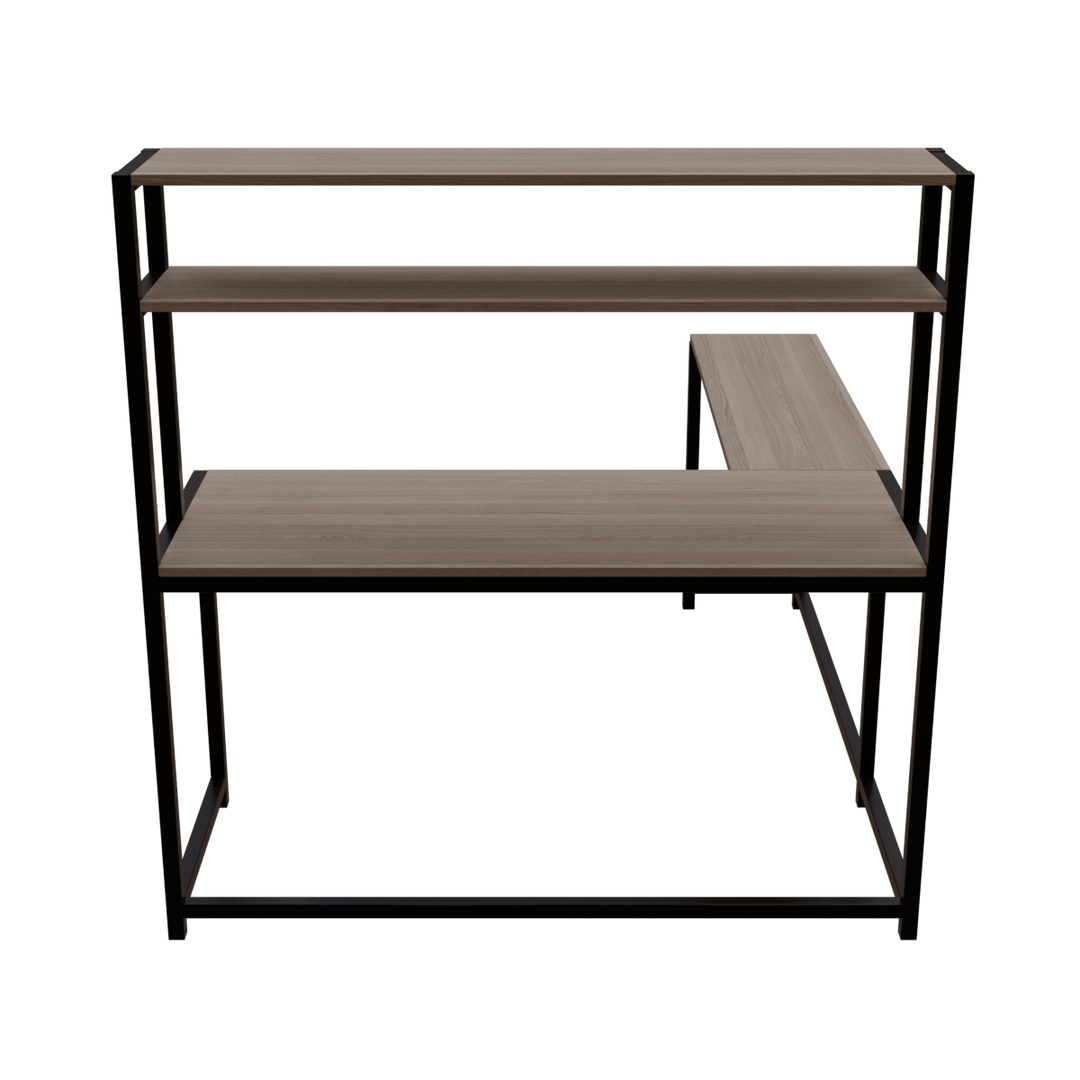 Hutch Corner Desk With Open Storage Design