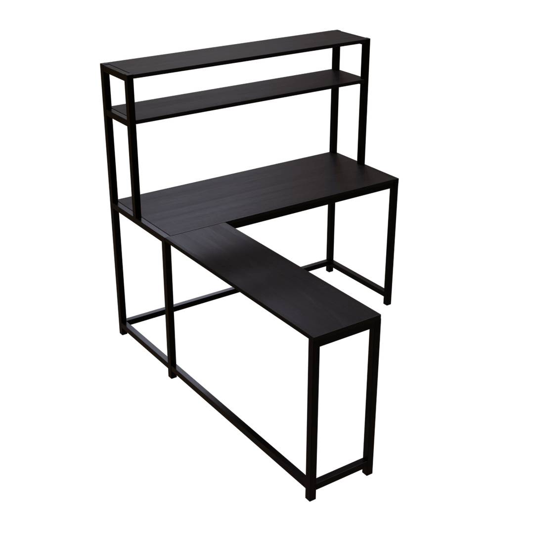 Hutch Corner Desk With Open Storage Design