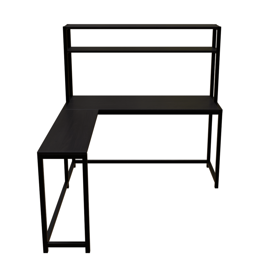 Hutch Corner Desk With Open Storage Design