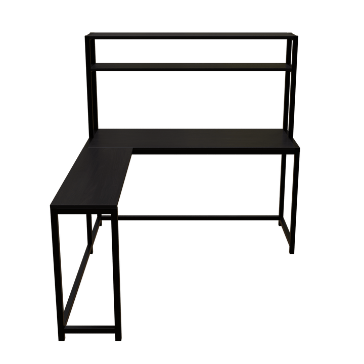 Hutch Corner Desk With Open Storage Design