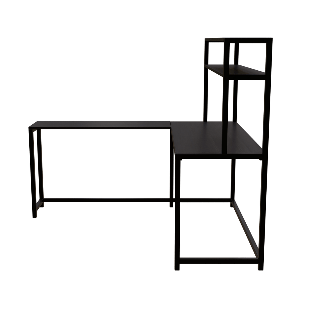 Hutch Corner Desk With Open Storage Design