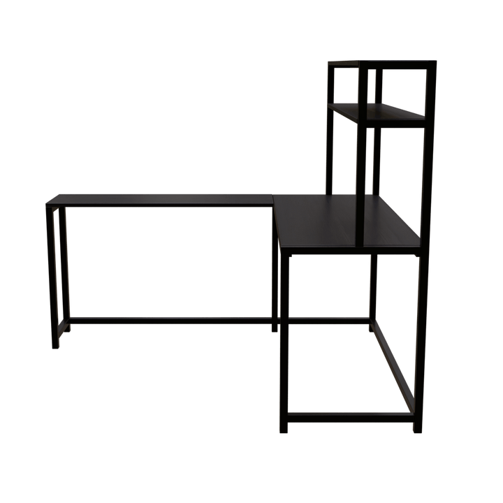 Hutch Corner Desk With Open Storage Design