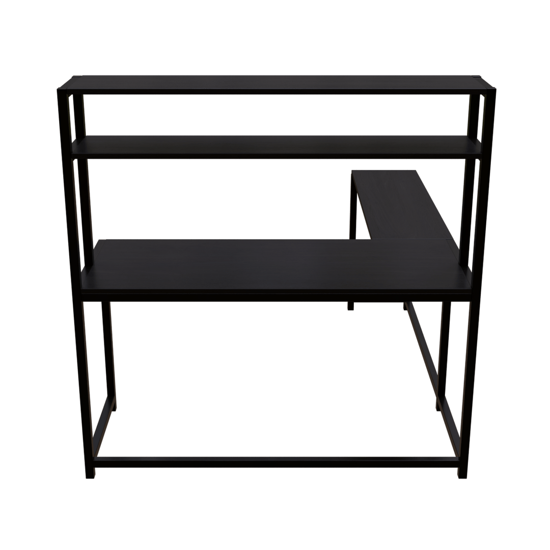 Hutch Corner Desk With Open Storage Design