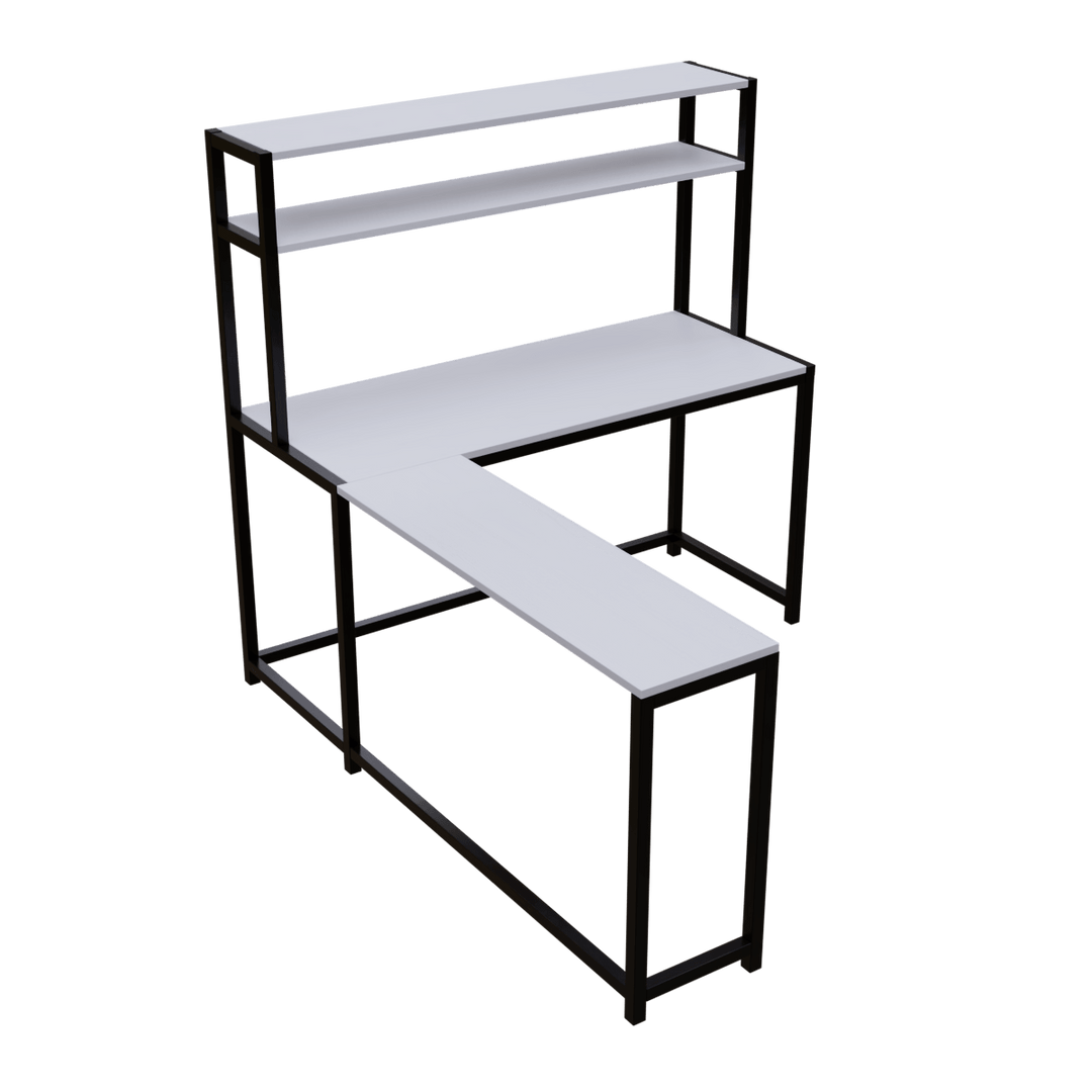 Hutch Corner Desk With Open Storage Design