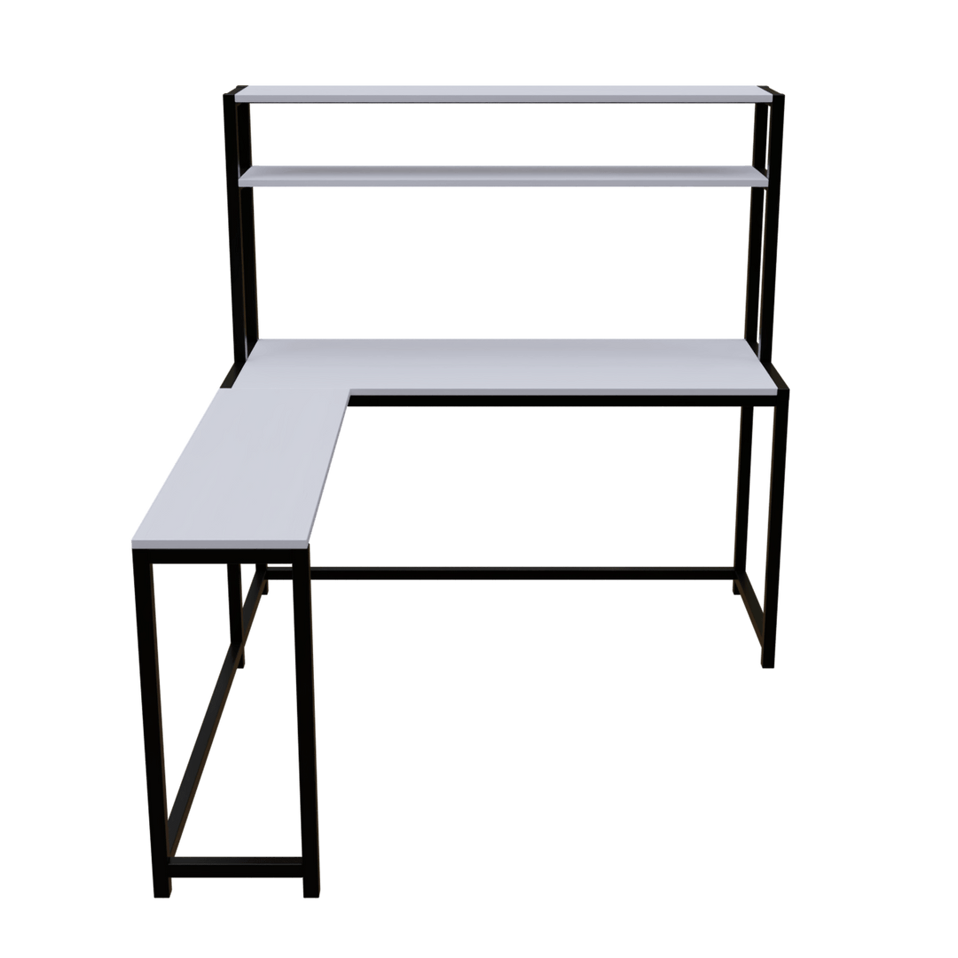 Hutch Corner Desk With Open Storage Design