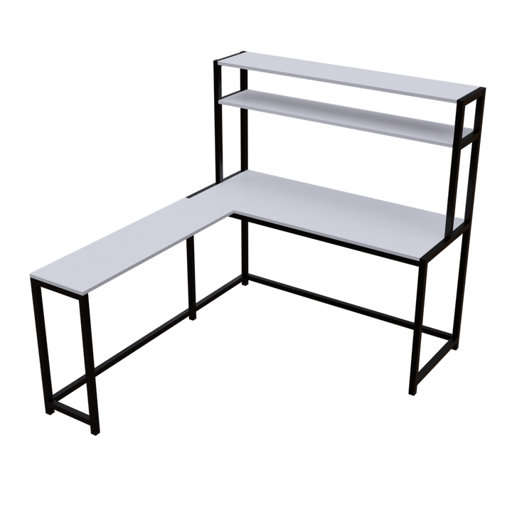 Hutch Corner Desk With Open Storage Design