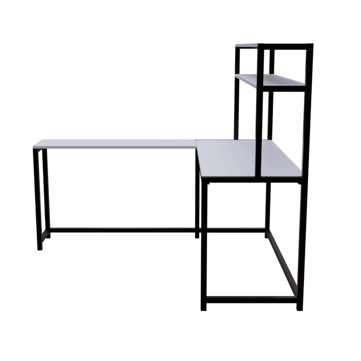 Hutch Corner Desk With Open Storage Design