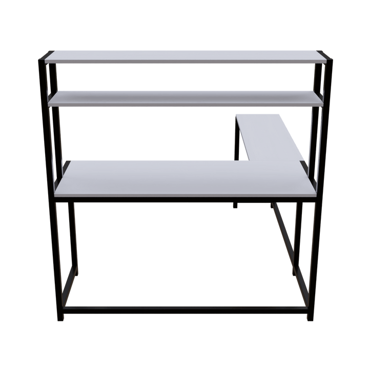 Hutch Corner Desk With Open Storage Design