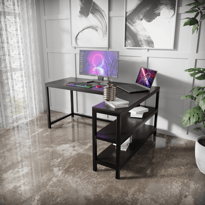 Optimus L shape desk with Storage Design | Computer Table | Study Table for Home