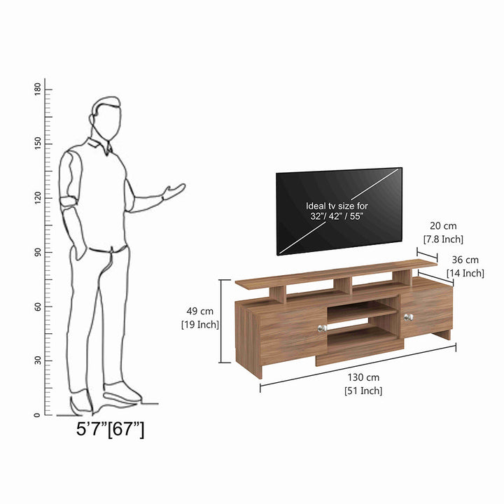 Gia Modern TV Unit with Storage - Exotic Teak