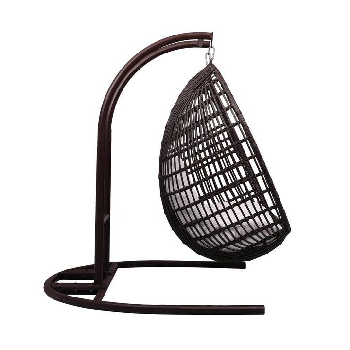 Urbano Double Seater Hanging Swing With Stand For Balcony, Garden Swing (Dark Brown)