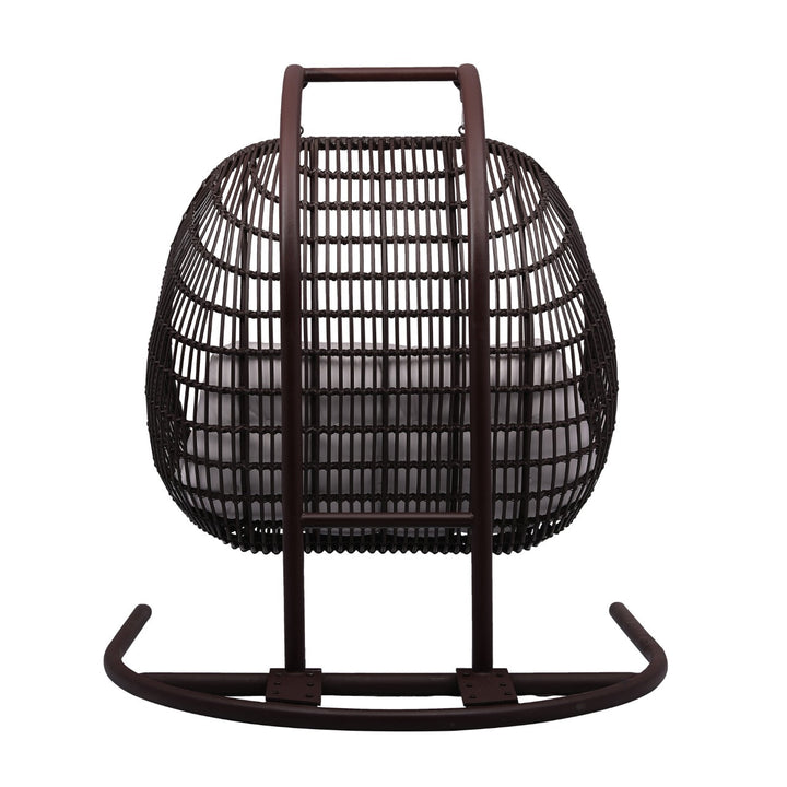 Urbano Double Seater Hanging Swing With Stand For Balcony, Garden Swing (Dark Brown)