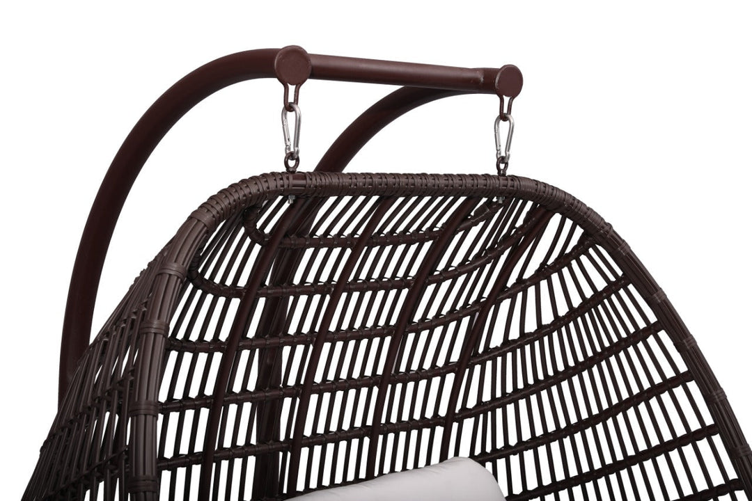 Urbano Double Seater Hanging Swing With Stand For Balcony, Garden Swing (Dark Brown)