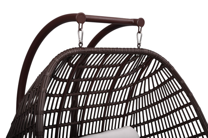 Urbano Double Seater Hanging Swing With Stand For Balcony, Garden Swing (Dark Brown)