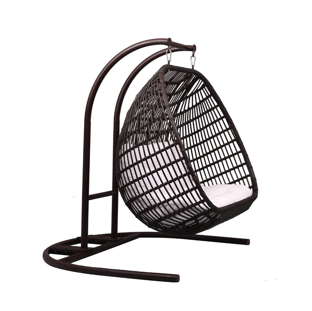 Urbano Double Seater Hanging Swing With Stand For Balcony, Garden Swing (Dark Brown)