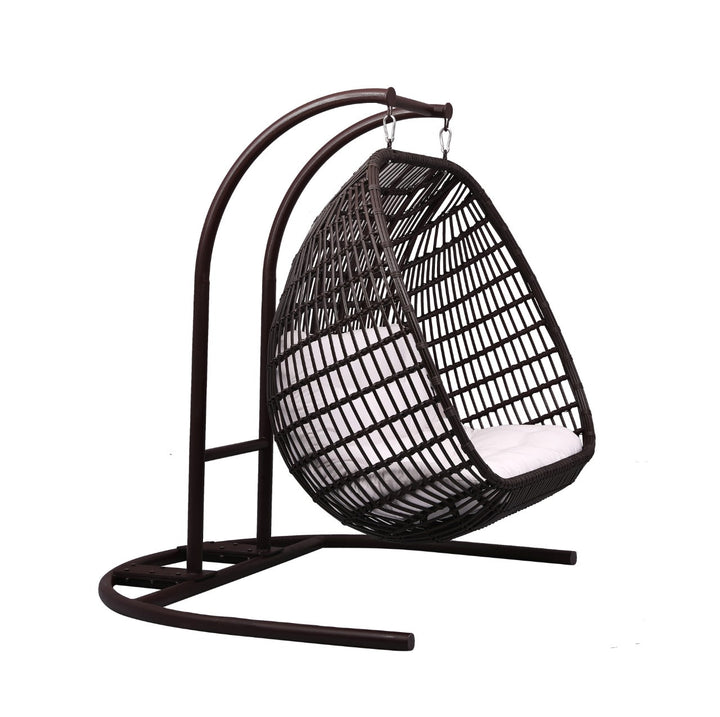 Urbano Double Seater Hanging Swing With Stand For Balcony, Garden Swing (Dark Brown)