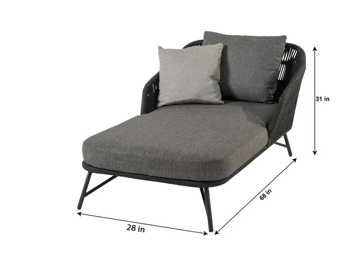 Evana Outdoor Swimming Poolside Lounger With  1 Side Table (Grey) Braided & Rope