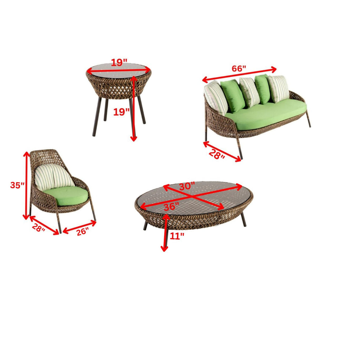 Gustavo Outdoor Sofa Set 2 Seater , 2 Single seater , 1 Side table and 1 Center Table (Brown)