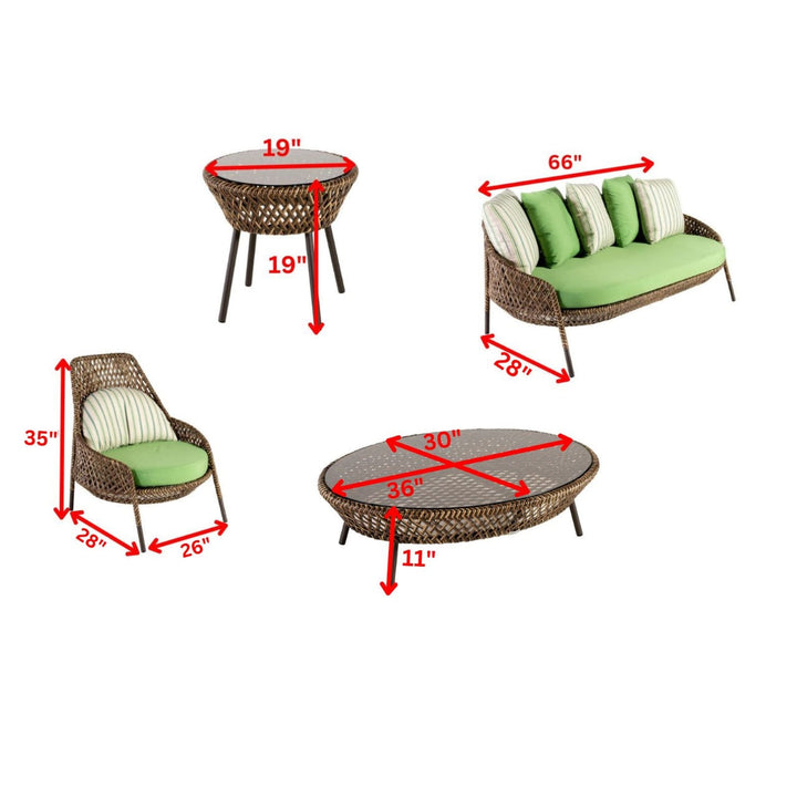 Gustavo Outdoor Sofa Set 2 Seater , 2 Single seater , 1 Side table and 1 Center Table (Brown)