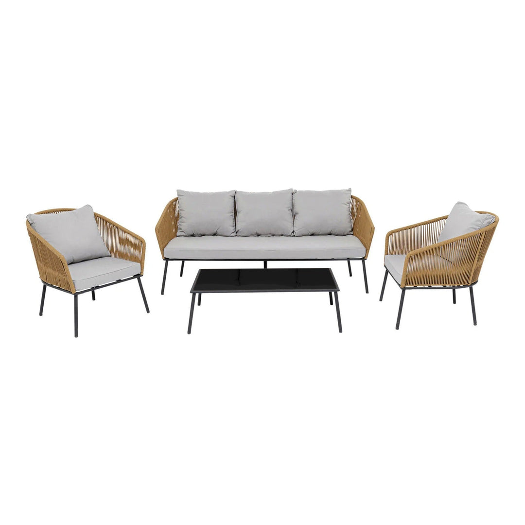 Goons Outdoor Sofa Set 3 Seater , 2 Single seater and 1 Center Table Set (Khaki) Braided & Rope