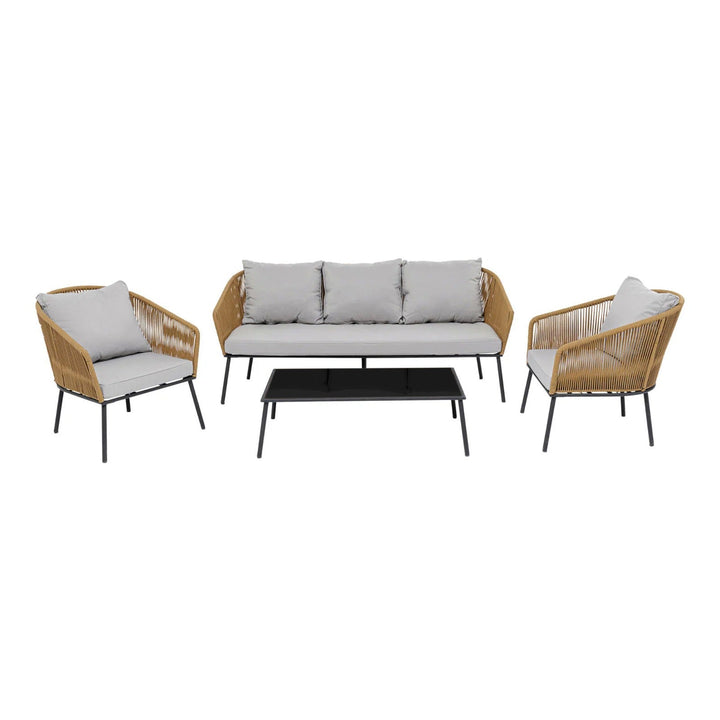 Goons Outdoor Sofa Set 3 Seater , 2 Single seater and 1 Center Table Set (Khaki) Braided & Rope