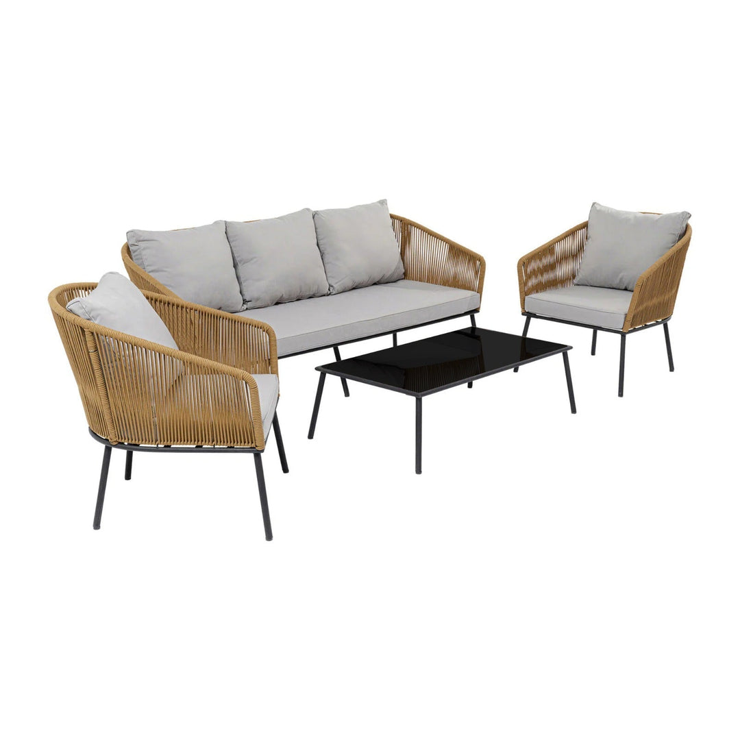 Goons Outdoor Sofa Set 3 Seater , 2 Single seater and 1 Center Table Set (Khaki) Braided & Rope