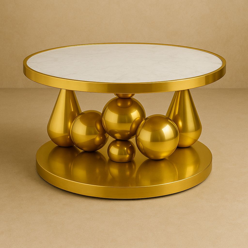 Vasilisa Stainless Steel Gold Finish Coffee Table for Living Room
