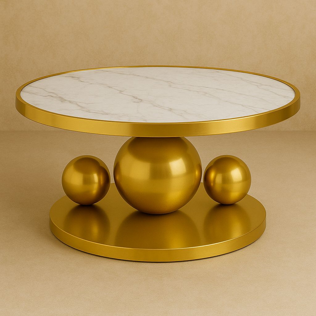 Izolda Stainless Steel Gold Finish Coffee Table for Living Room