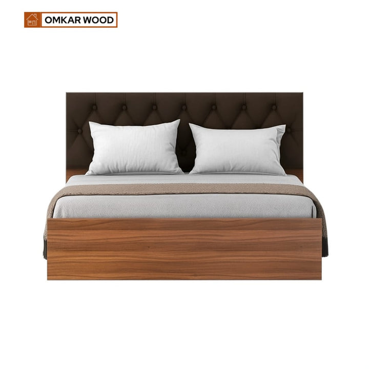 OmkarWood Premium King Size Bed with Cushioned Headboard & Box Storage