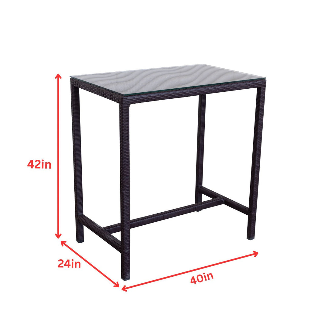 Lomeo Outdoor Patio Bar Sets 4 Chairs and 1 Table (Dark Brown)