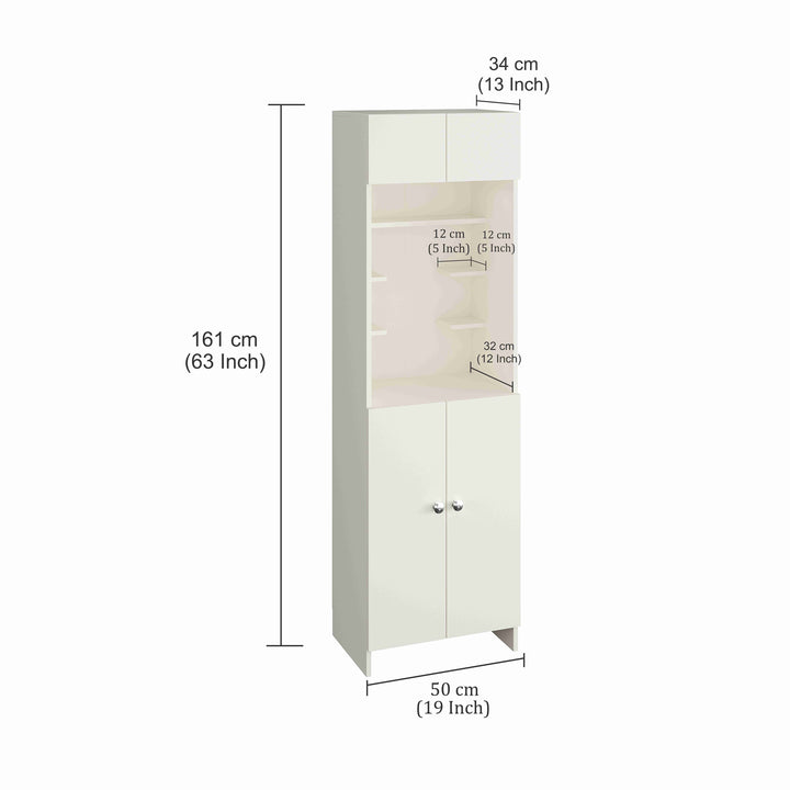 Divya Pooja Mandir for Home, Modern Temple for Home & Office, Payer Cabinet Puja Stand Shelf in White Finish