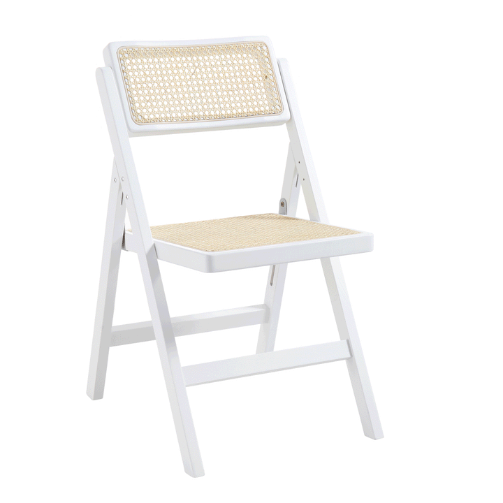 Shreya Set of 2 Folding Cane Rattan Chairs, White