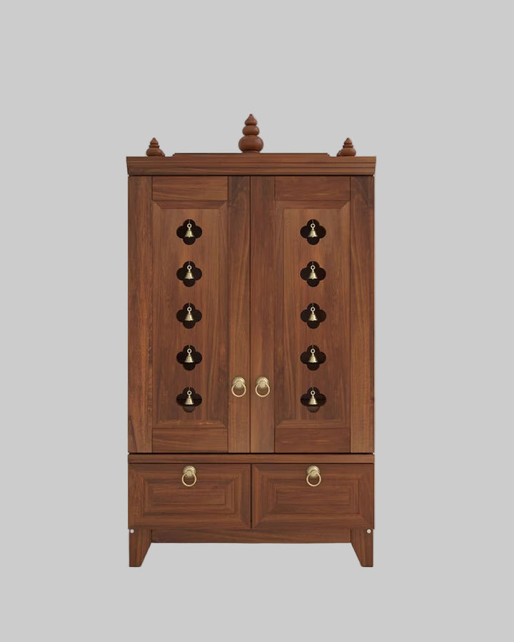 Yulia Solid Wood Pooja Mandir for Home with Doors | Handcrafted Home Temple