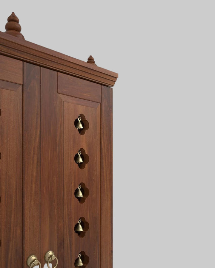 Yulia Solid Wood Pooja Mandir for Home with Doors | Handcrafted Home Temple